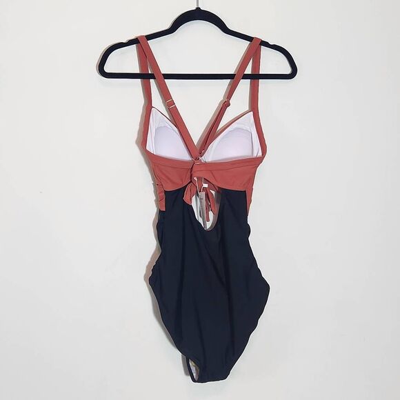 EoMenie Brown and Black One-Piece Swimsuit with Cut-Out NWT Size Small - Picture 5 of 10